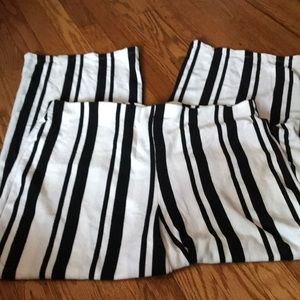 Black and white striped cropped pants